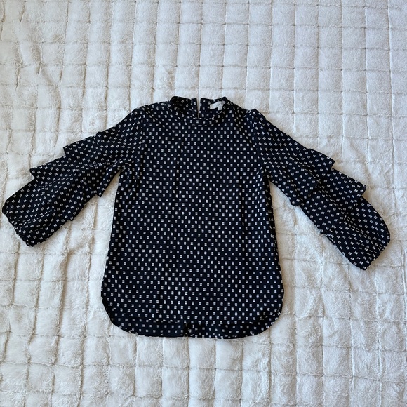 LOFT - Button Back Blouse with Ruffled Sleeves - Picture 1 of 3